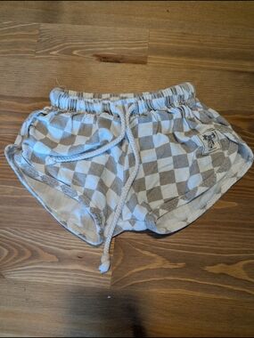 Carter's Cream and Tan Checkered Girls' Shorts